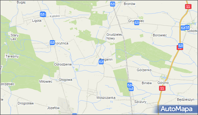 mapa Bieganin, Bieganin na mapie Targeo