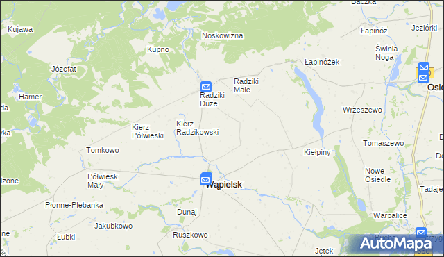 mapa Bielawki gmina Wąpielsk, Bielawki gmina Wąpielsk na mapie Targeo