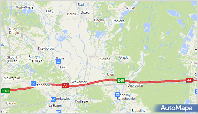 mapa Bielcza, Bielcza na mapie Targeo