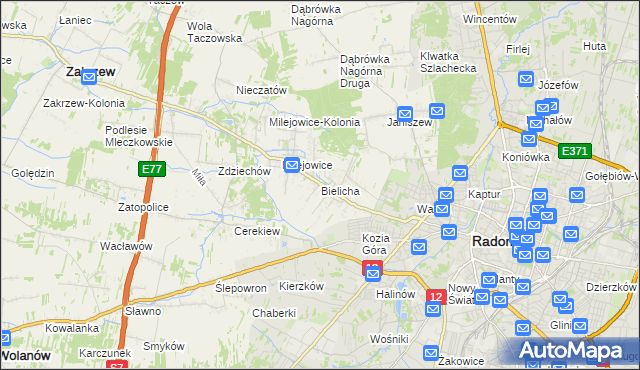 mapa Bielicha, Bielicha na mapie Targeo