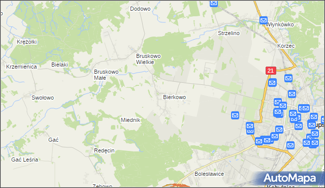 mapa Bierkowo, Bierkowo na mapie Targeo