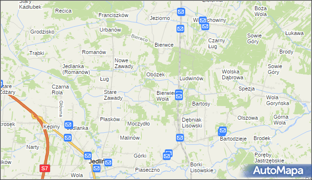 mapa Bierwiecka Wola, Bierwiecka Wola na mapie Targeo