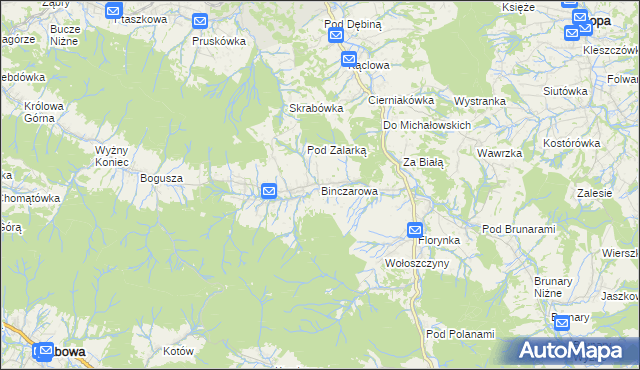 mapa Binczarowa, Binczarowa na mapie Targeo