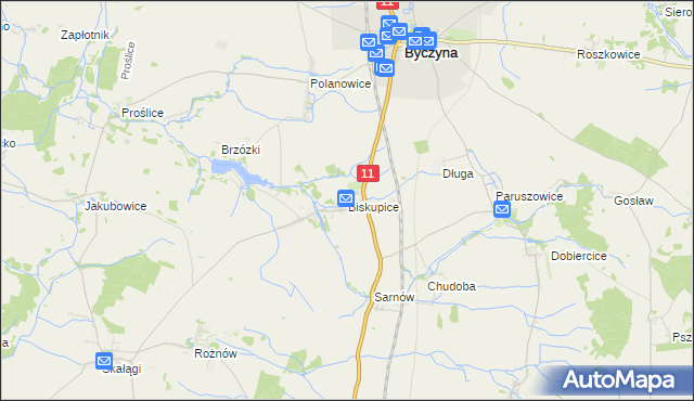 mapa Biskupice gmina Byczyna, Biskupice gmina Byczyna na mapie Targeo