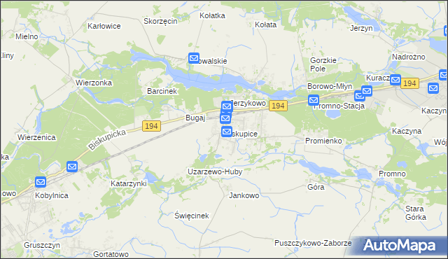mapa Biskupice gmina Pobiedziska, Biskupice gmina Pobiedziska na mapie Targeo