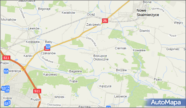 mapa Biskupice Ołoboczne, Biskupice Ołoboczne na mapie Targeo