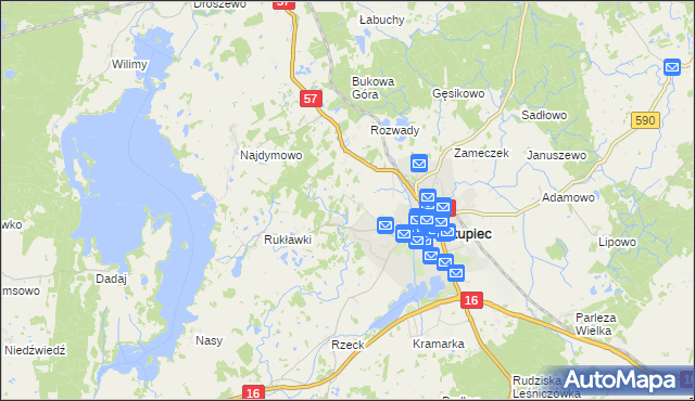mapa Biskupiec-Kolonia Trzecia, Biskupiec-Kolonia Trzecia na mapie Targeo