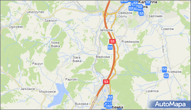 mapa Błażkowa gmina Lubawka, Błażkowa gmina Lubawka na mapie Targeo