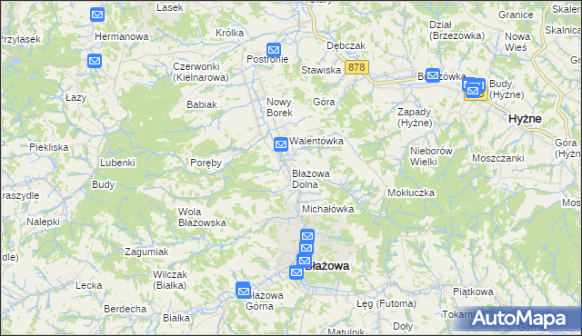 mapa Błażowa Dolna, Błażowa Dolna na mapie Targeo