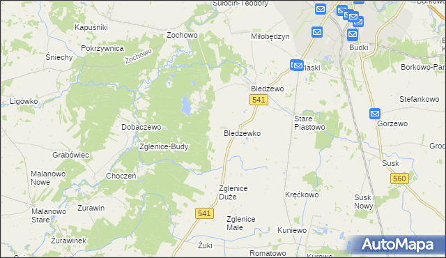 mapa Bledzewko, Bledzewko na mapie Targeo