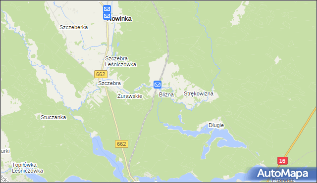 mapa Blizna gmina Nowinka, Blizna gmina Nowinka na mapie Targeo