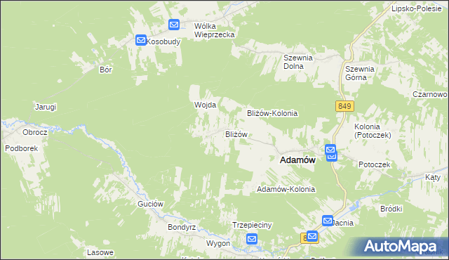 mapa Bliżów, Bliżów na mapie Targeo