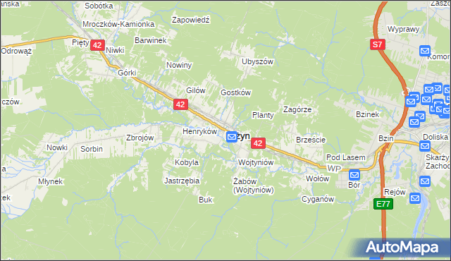 mapa Bliżyn, Bliżyn na mapie Targeo