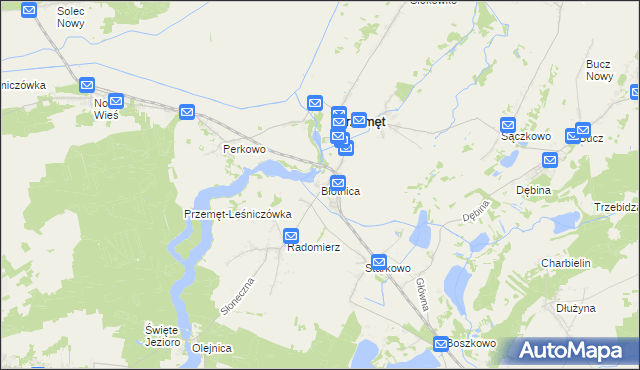 mapa Błotnica gmina Przemęt, Błotnica gmina Przemęt na mapie Targeo