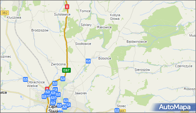 mapa Bobolice gmina Ząbkowice Śląskie, Bobolice gmina Ząbkowice Śląskie na mapie Targeo