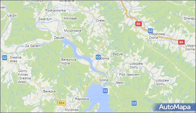 mapa Bóbrka gmina Solina, Bóbrka gmina Solina na mapie Targeo