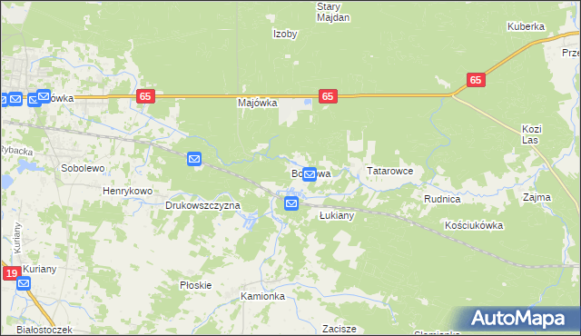 mapa Bobrowa gmina Zabłudów, Bobrowa gmina Zabłudów na mapie Targeo