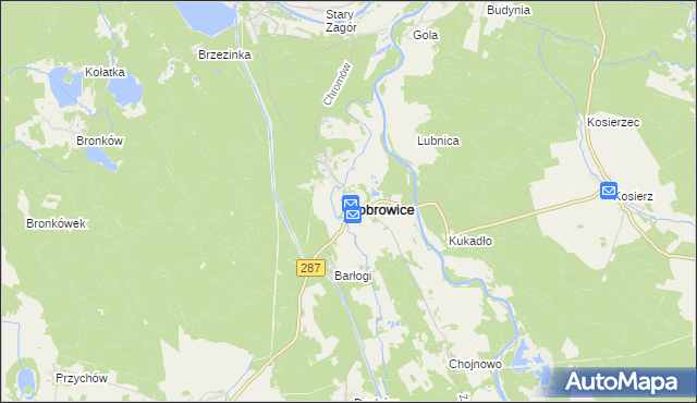 mapa Bobrowice powiat krośnieński, Bobrowice powiat krośnieński na mapie Targeo