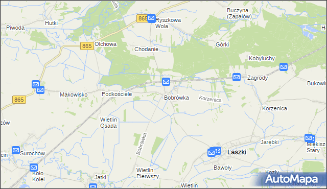 mapa Bobrówka gmina Laszki, Bobrówka gmina Laszki na mapie Targeo