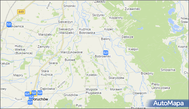mapa Bobrowniki gmina Grabów nad Prosną, Bobrowniki gmina Grabów nad Prosną na mapie Targeo