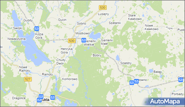 mapa Bobry gmina Jonkowo, Bobry gmina Jonkowo na mapie Targeo