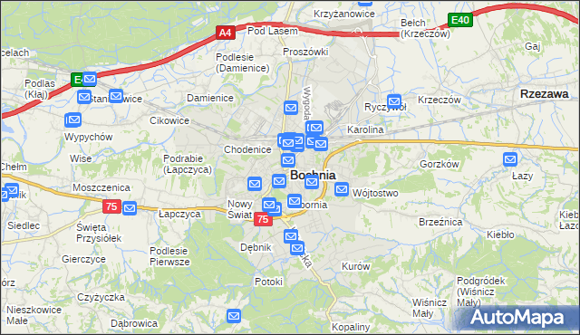 mapa Bochni, Bochnia na mapie Targeo