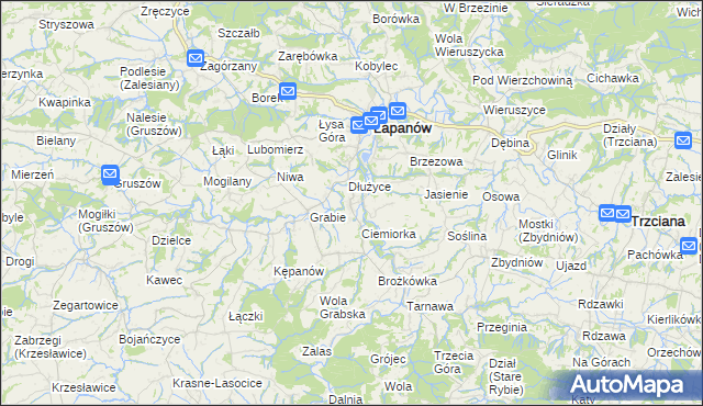 mapa Boczów gmina Łapanów, Boczów gmina Łapanów na mapie Targeo