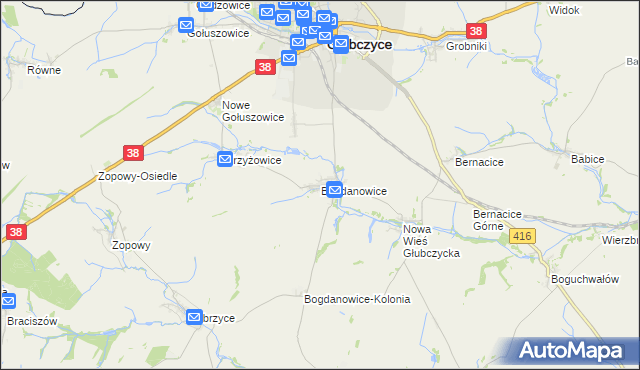 mapa Bogdanowice, Bogdanowice na mapie Targeo
