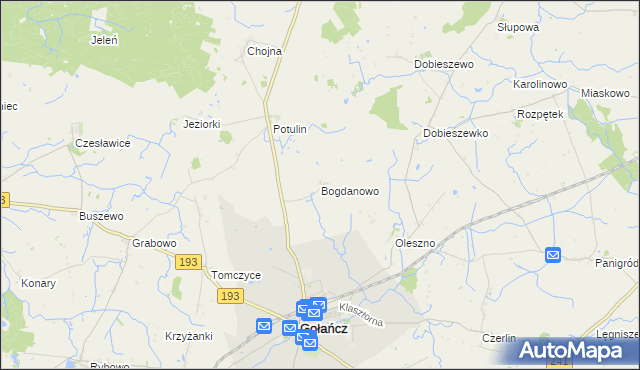 mapa Bogdanowo gmina Gołańcz, Bogdanowo gmina Gołańcz na mapie Targeo