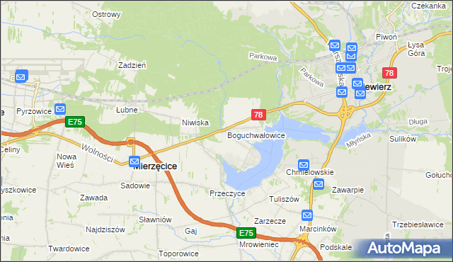 mapa Boguchwałowice, Boguchwałowice na mapie Targeo