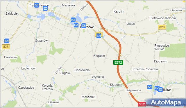 mapa Bogucin gmina Garbów, Bogucin gmina Garbów na mapie Targeo