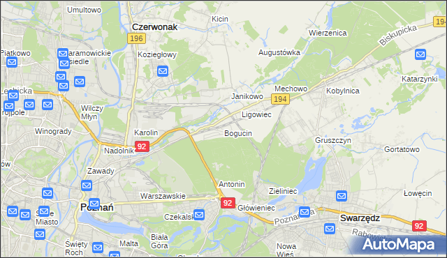 mapa Bogucin gmina Swarzędz, Bogucin gmina Swarzędz na mapie Targeo