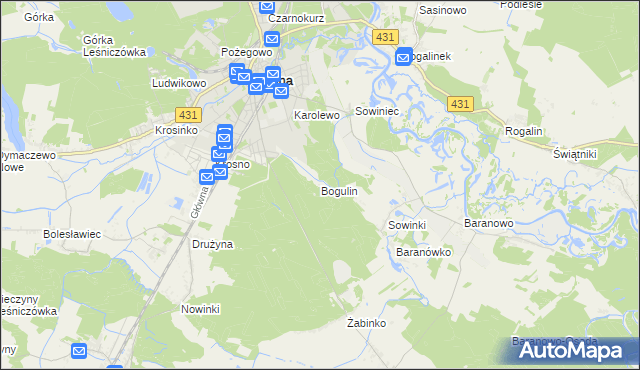 mapa Bogulin, Bogulin na mapie Targeo