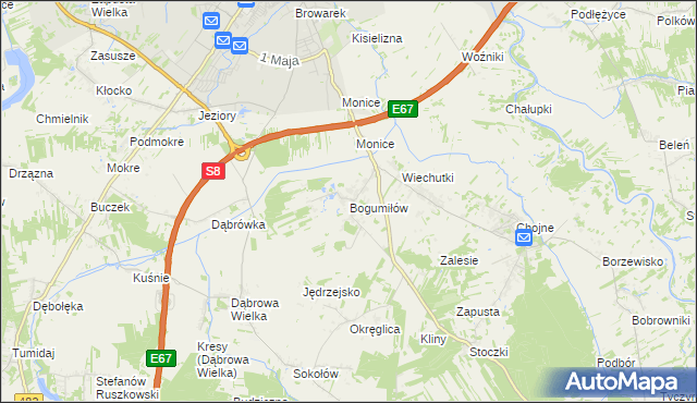 mapa Bogumiłów gmina Sieradz, Bogumiłów gmina Sieradz na mapie Targeo