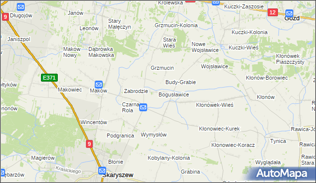 mapa Bogusławice gmina Skaryszew, Bogusławice gmina Skaryszew na mapie Targeo