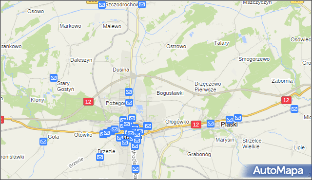 mapa Bogusławki gmina Gostyń, Bogusławki gmina Gostyń na mapie Targeo