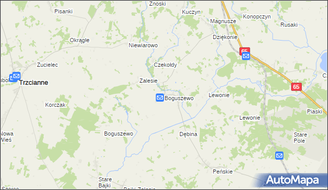 mapa Boguszewo gmina Mońki, Boguszewo gmina Mońki na mapie Targeo