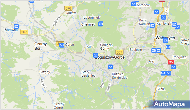 mapa Boguszów-Gorce, Boguszów-Gorce na mapie Targeo