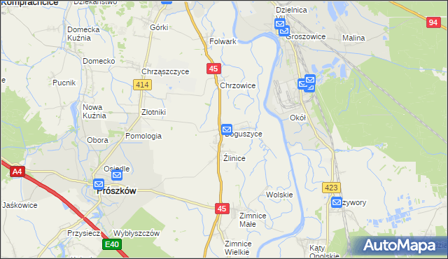 mapa Boguszyce gmina Prószków, Boguszyce gmina Prószków na mapie Targeo