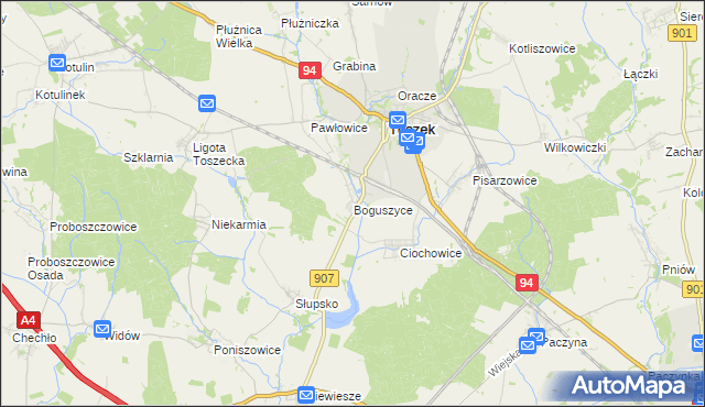 mapa Boguszyce gmina Toszek, Boguszyce gmina Toszek na mapie Targeo