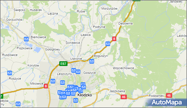 mapa Boguszyn gmina Kłodzko, Boguszyn gmina Kłodzko na mapie Targeo