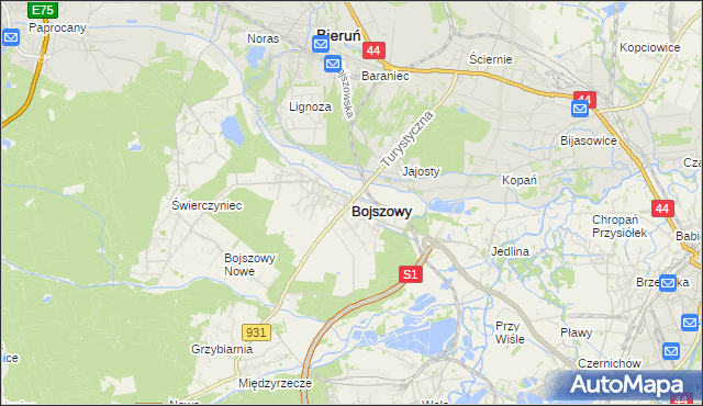 mapa Bojszowy, Bojszowy na mapie Targeo