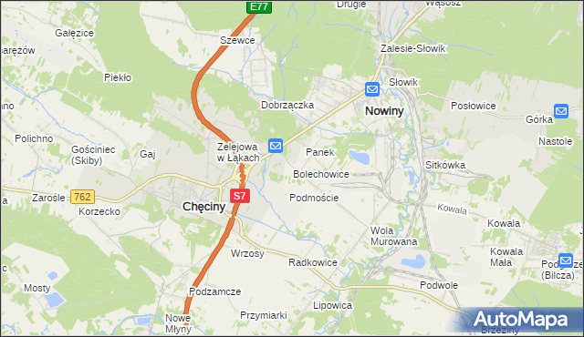 mapa Bolechowice gmina Sitkówka-Nowiny, Bolechowice gmina Sitkówka-Nowiny na mapie Targeo