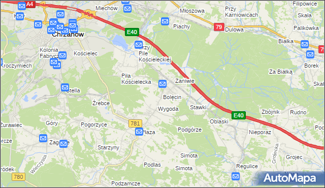 mapa Bolęcin gmina Trzebinia, Bolęcin gmina Trzebinia na mapie Targeo