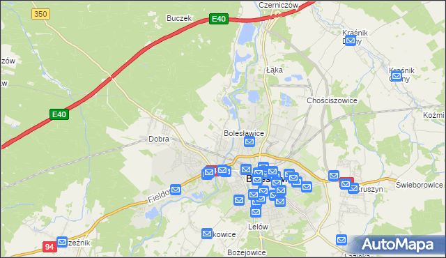 mapa Bolesławice gmina Bolesławiec, Bolesławice gmina Bolesławiec na mapie Targeo