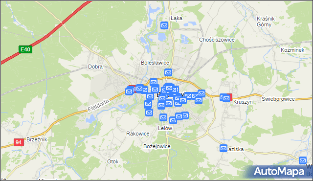 mapa Bolesławca, Bolesławiec na mapie Targeo