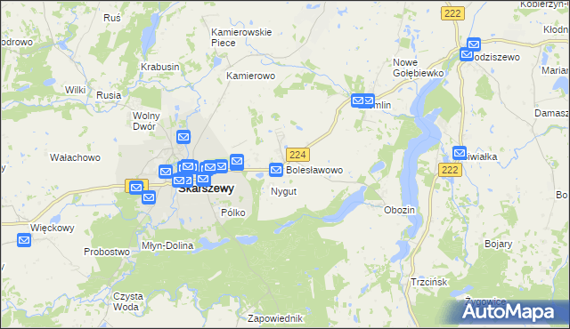 mapa Bolesławowo gmina Skarszewy, Bolesławowo gmina Skarszewy na mapie Targeo