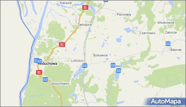 mapa Bolkowice gmina Widuchowa, Bolkowice gmina Widuchowa na mapie Targeo