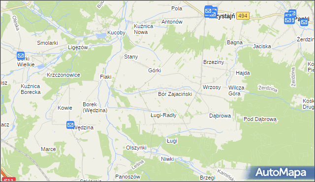 mapa Bór Zajaciński, Bór Zajaciński na mapie Targeo