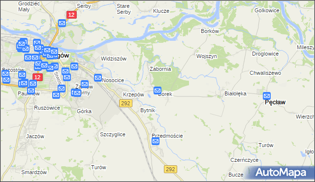 mapa Borek gmina Głogów, Borek gmina Głogów na mapie Targeo